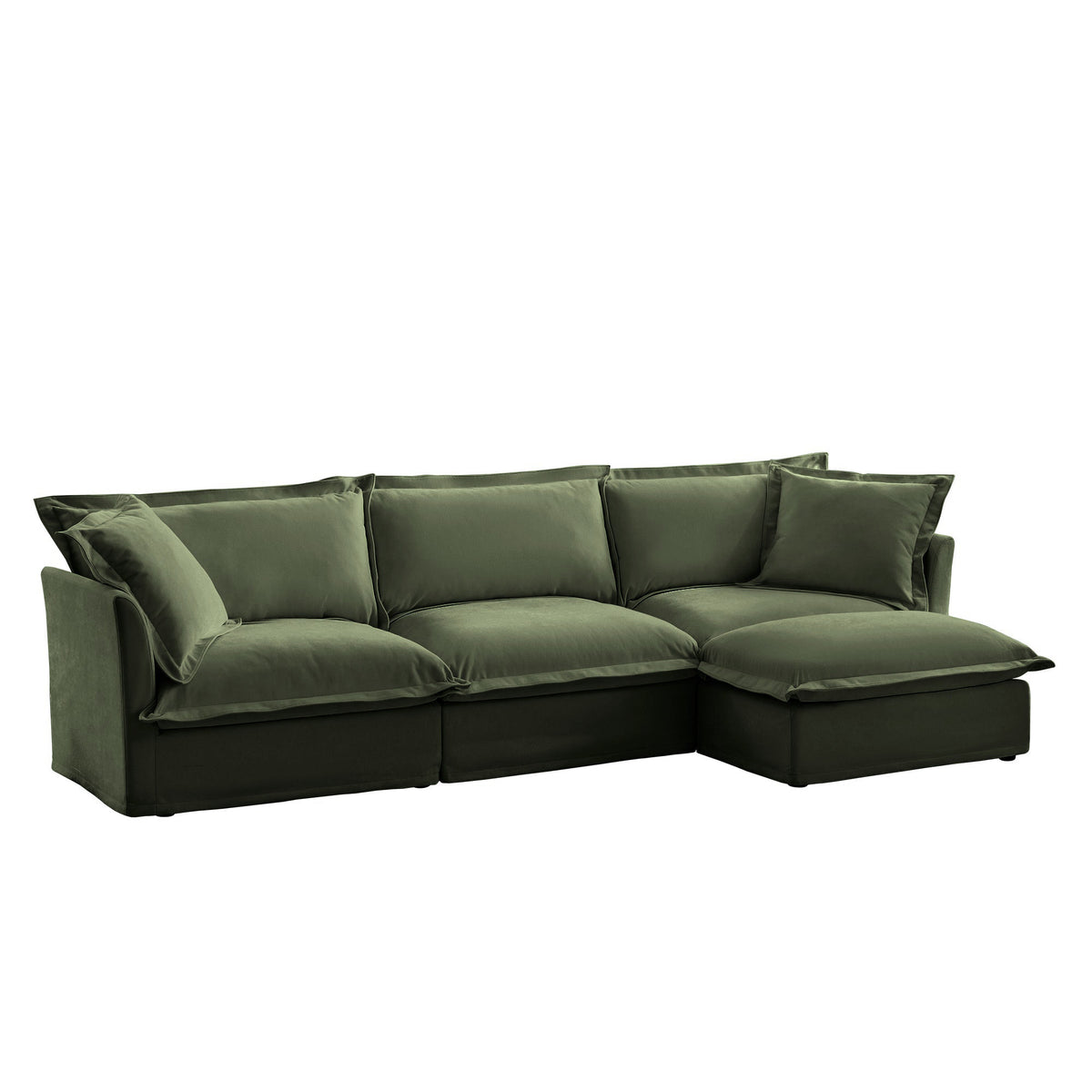 Fluffy 3-Seat Modular Sofa in Chenille Olive #OttOnly_1 #Fabric_Chenille Olive