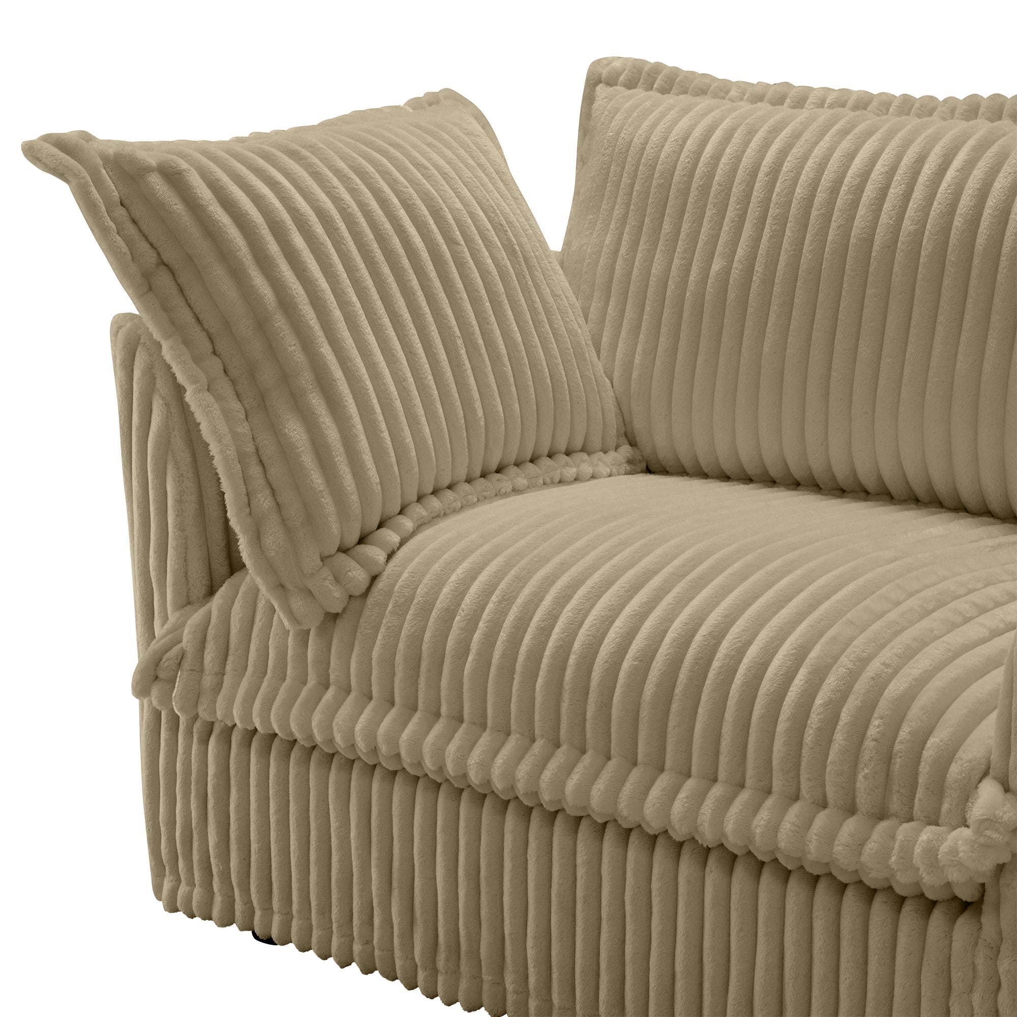 Fluffy 3-Seat Modular Sofa in Corduroy Camel #Fabric_Corduroy Camel