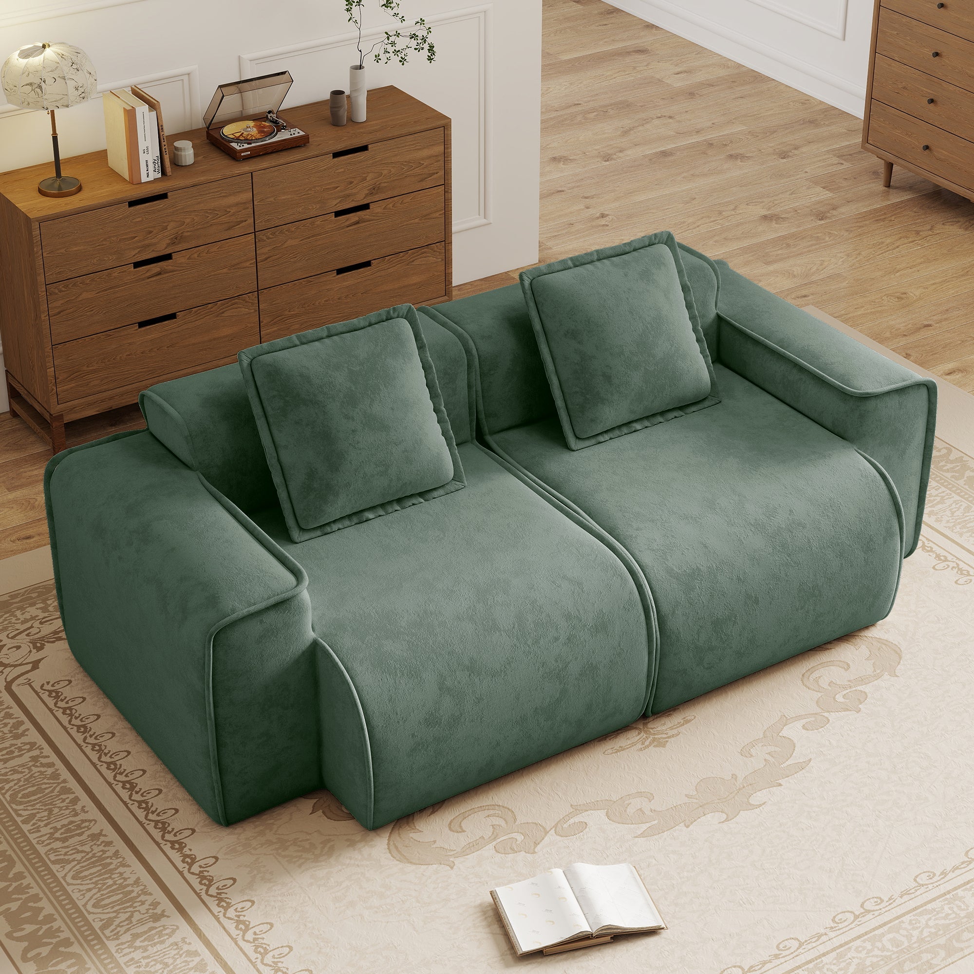 Seneca 2-Seat Boneless Couch in Olive #OttOnly_0 #Color_Olive