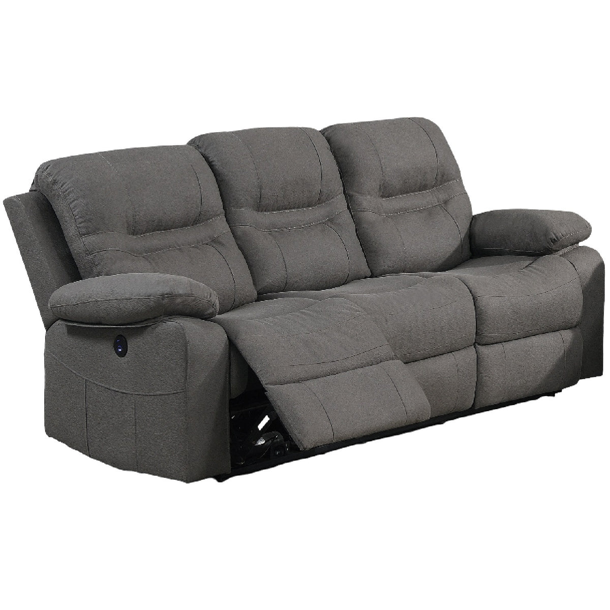Gray Vegan Leather Power Reclining Sofa, 86 in Wide