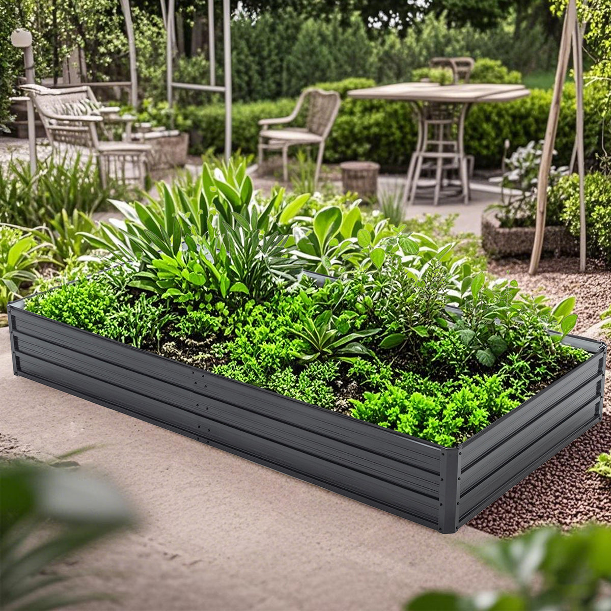 4x8 ft Black Metal Raised Garden Bed