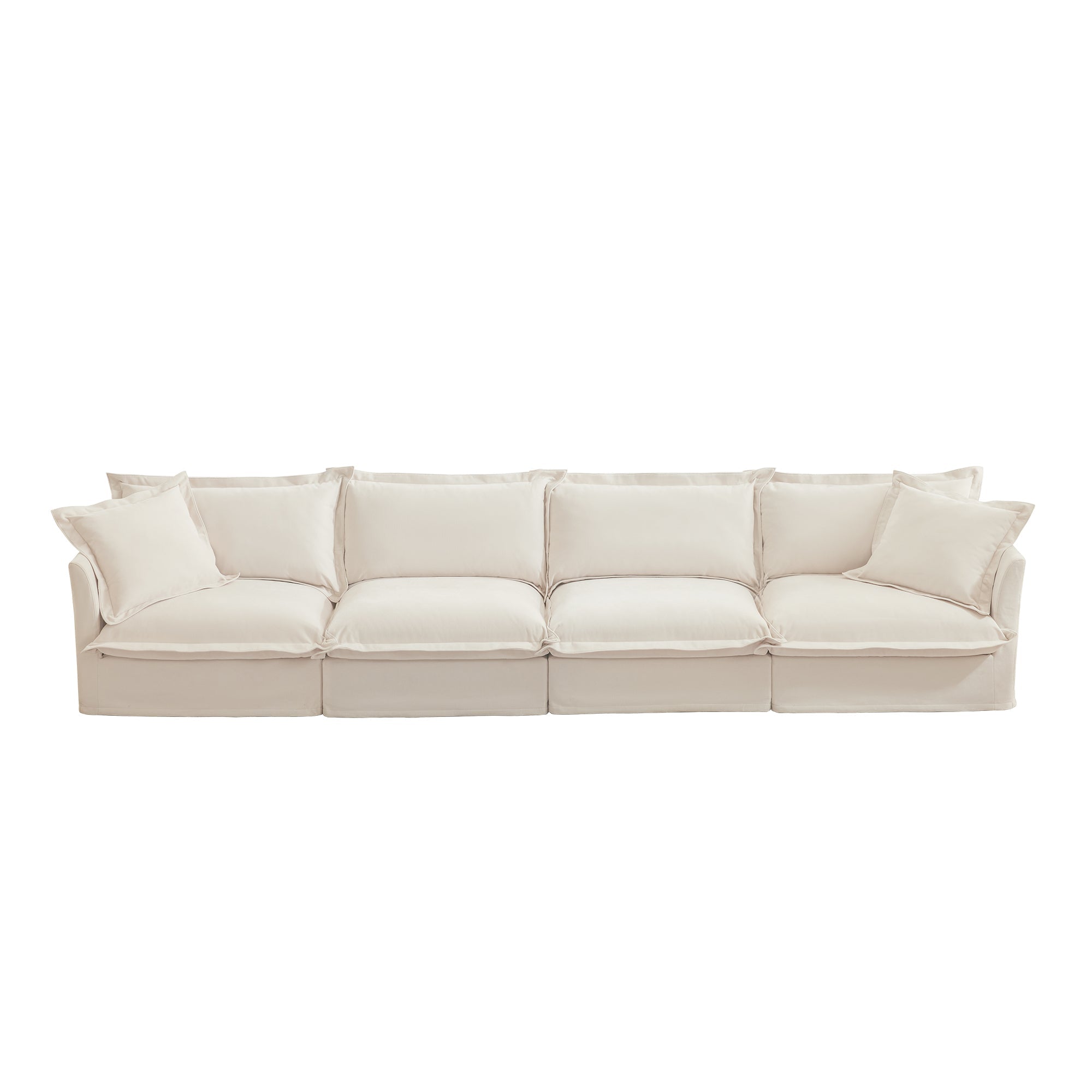 Fluffy 4-Seat Modular Sofa in Chenille Cream #OttOnly_0 #Fabric_Chenille Cream