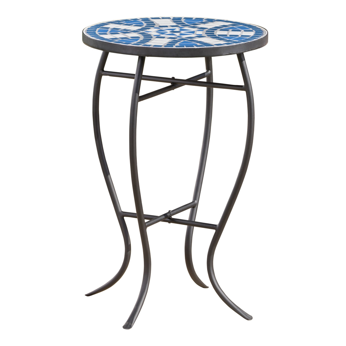Black Metal Round Outdoor Side Table, Curved
