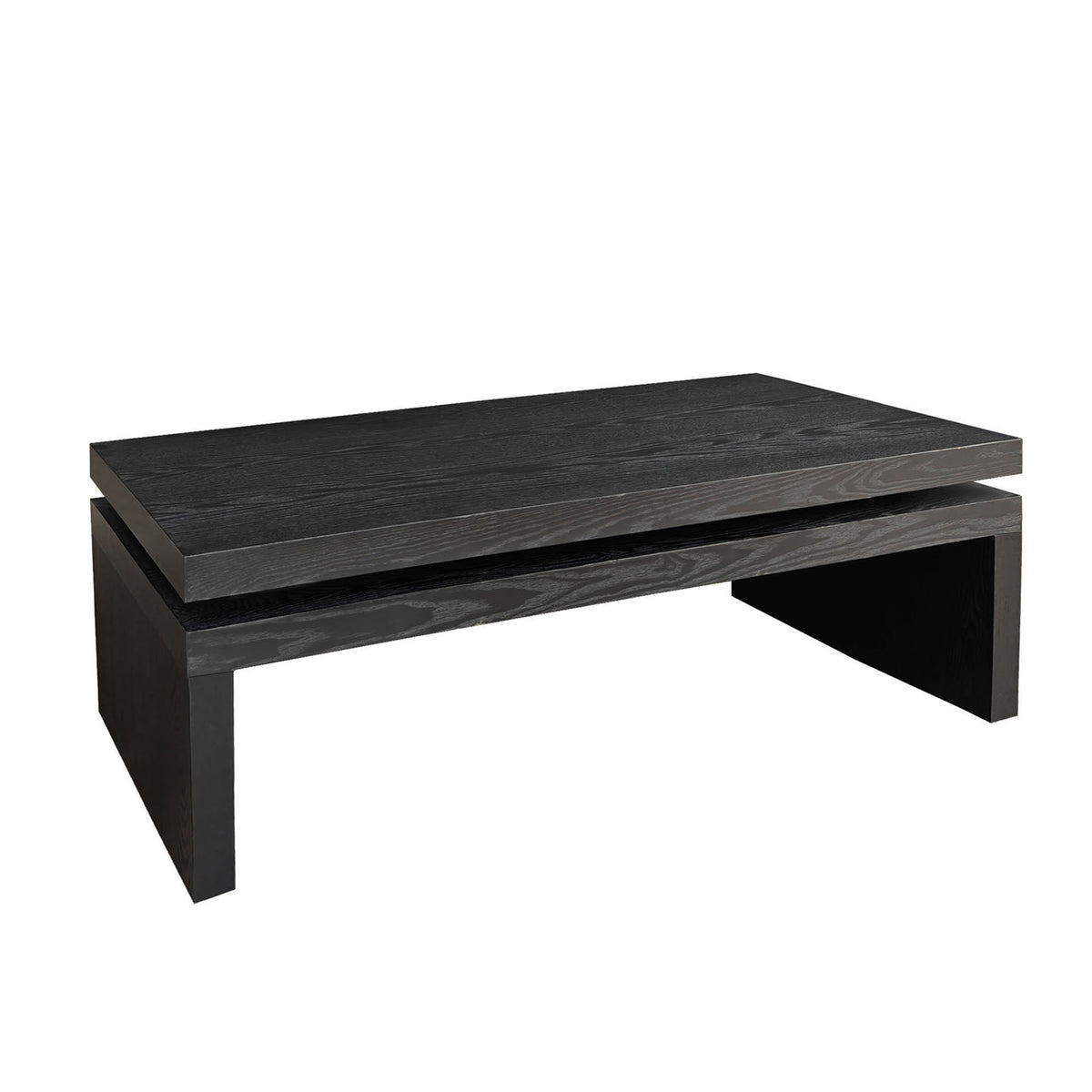 Black Floating-Top Rectangular Coffee Table, 47.6 in