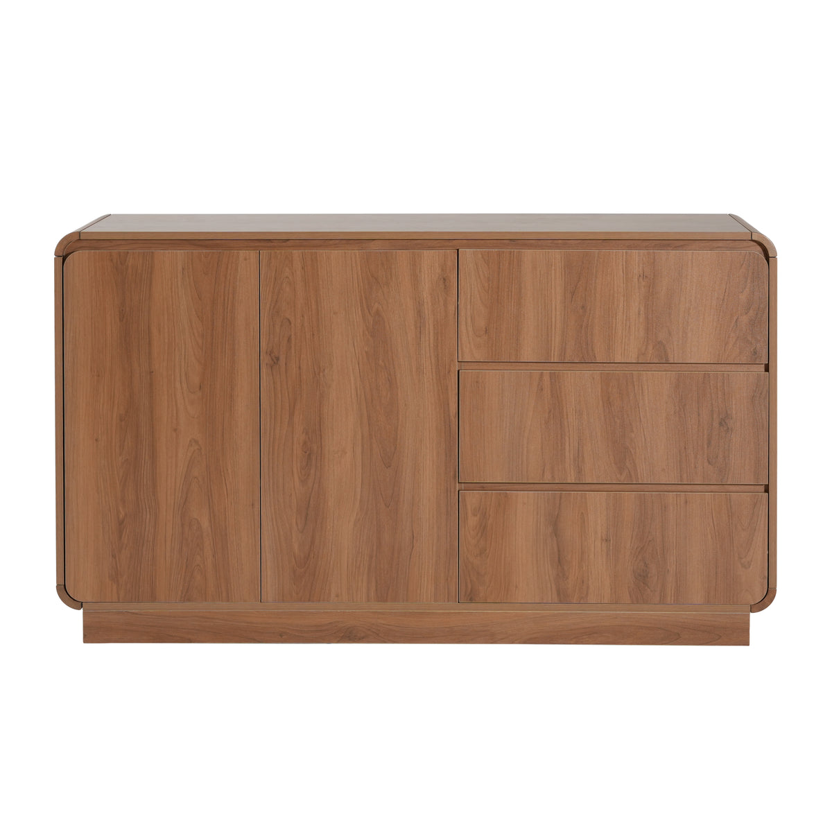 Light Walnut Modern Sideboard, 55 in, 2 Doors 3 Drawers