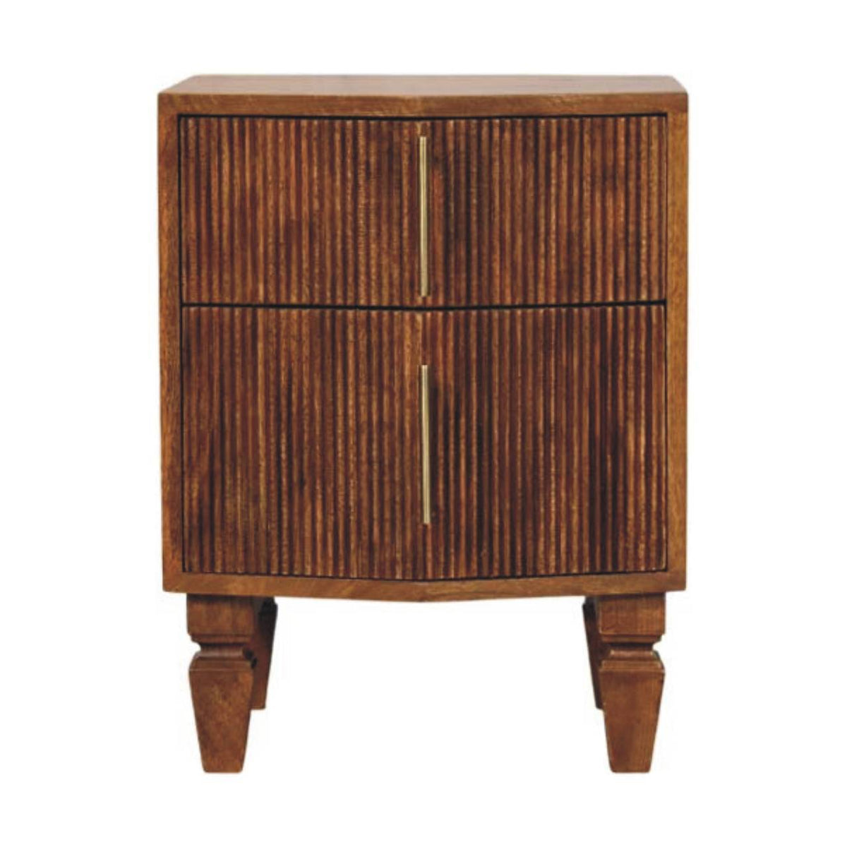 Wood Bedside Table Nightstand with 2 Drawers, Brown