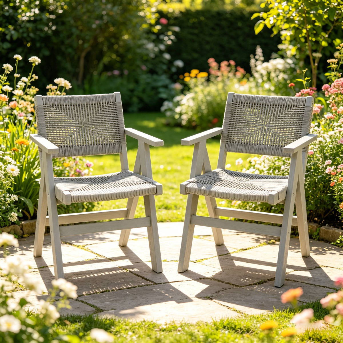 Light Gray Outdoor Dining Chair, Set of 2