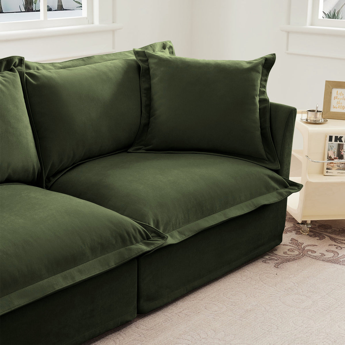 Fluffy 2-Seat Modular Sofa in Chenille Olive #OttOnly_2 #Fabric_Chenille Olive