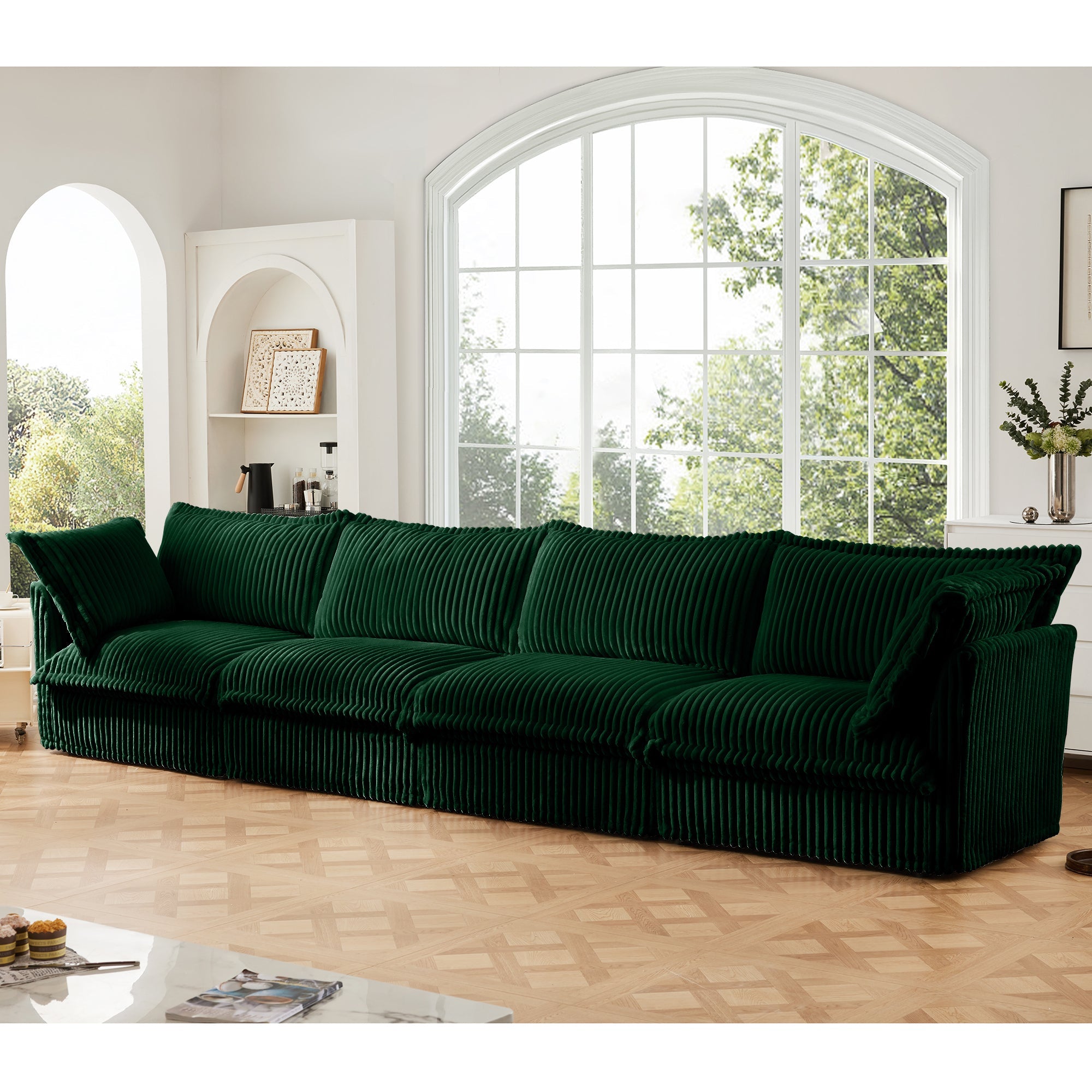 Fluffy 4-Seat Modular Sofa in Corduroy Emerald #OttOnly_0 #Fabric_Corduroy Emerald