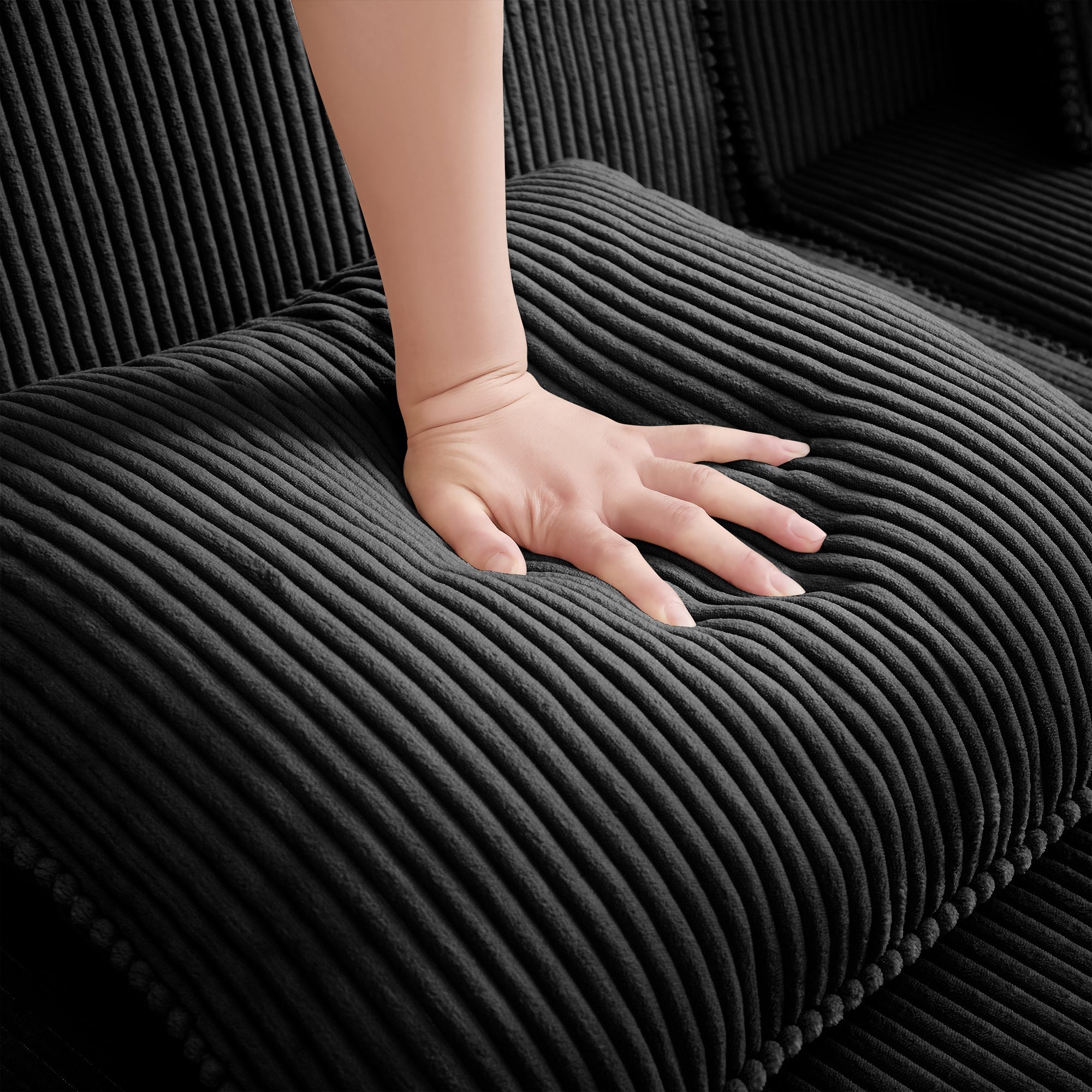 Hudson 3-Seat Boneless Couch in Black #Color_Black