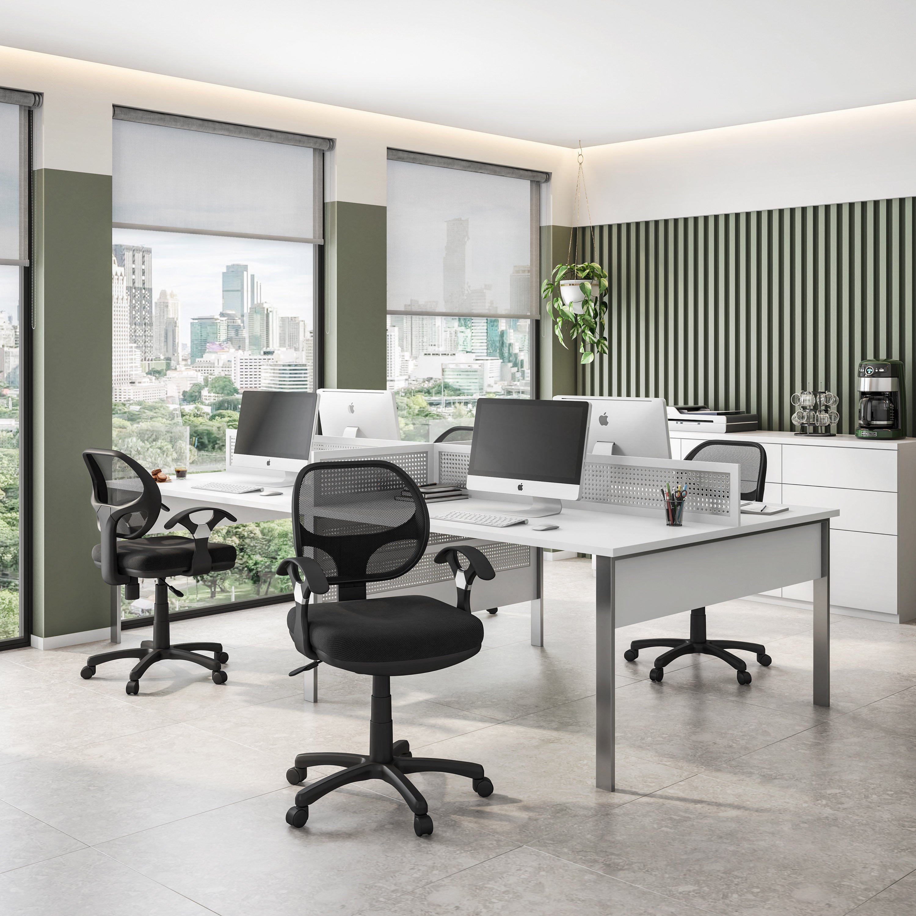 Black Mesh Office Chair, Height Adjustable, Reclining, 150 lb