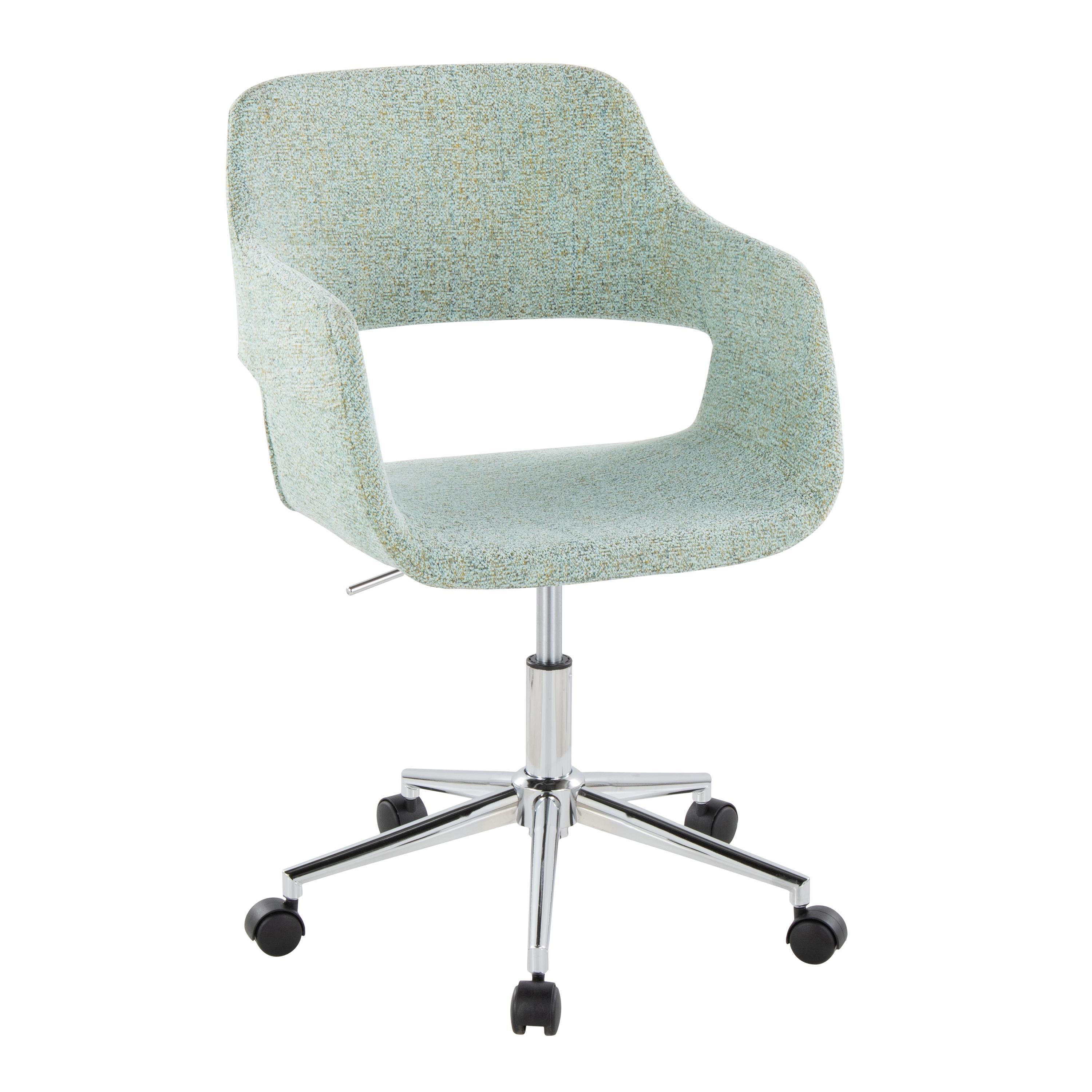 Green Fabric Office Chair with Chrome Base, Swivel, 250 lb