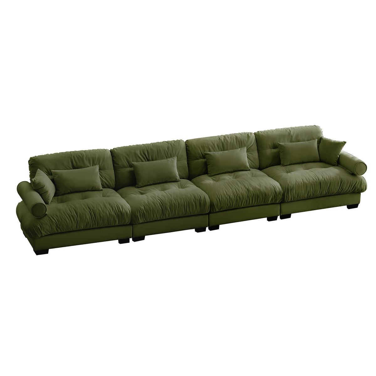 Olive Green Velvet Modular Sectional Couch