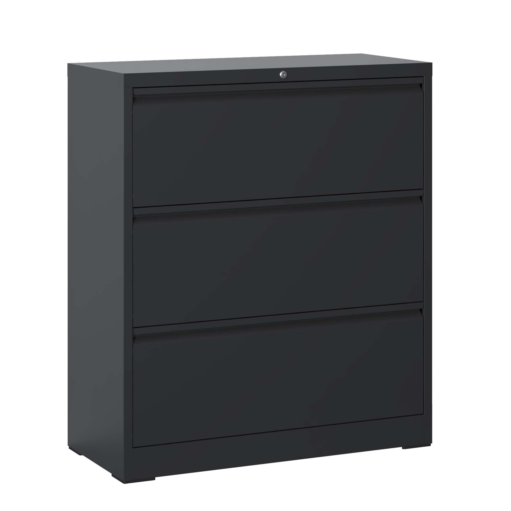 File Cabinet, 3 Drawers, 40.4 in Tall, Black