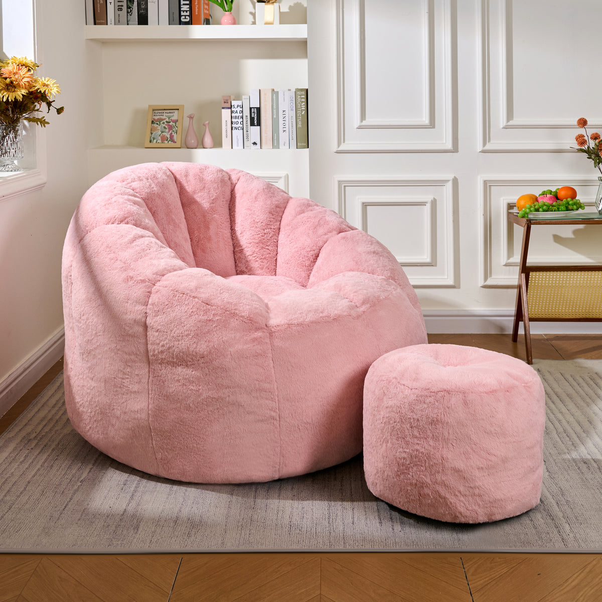 Pink Plush Bean Bag Chair