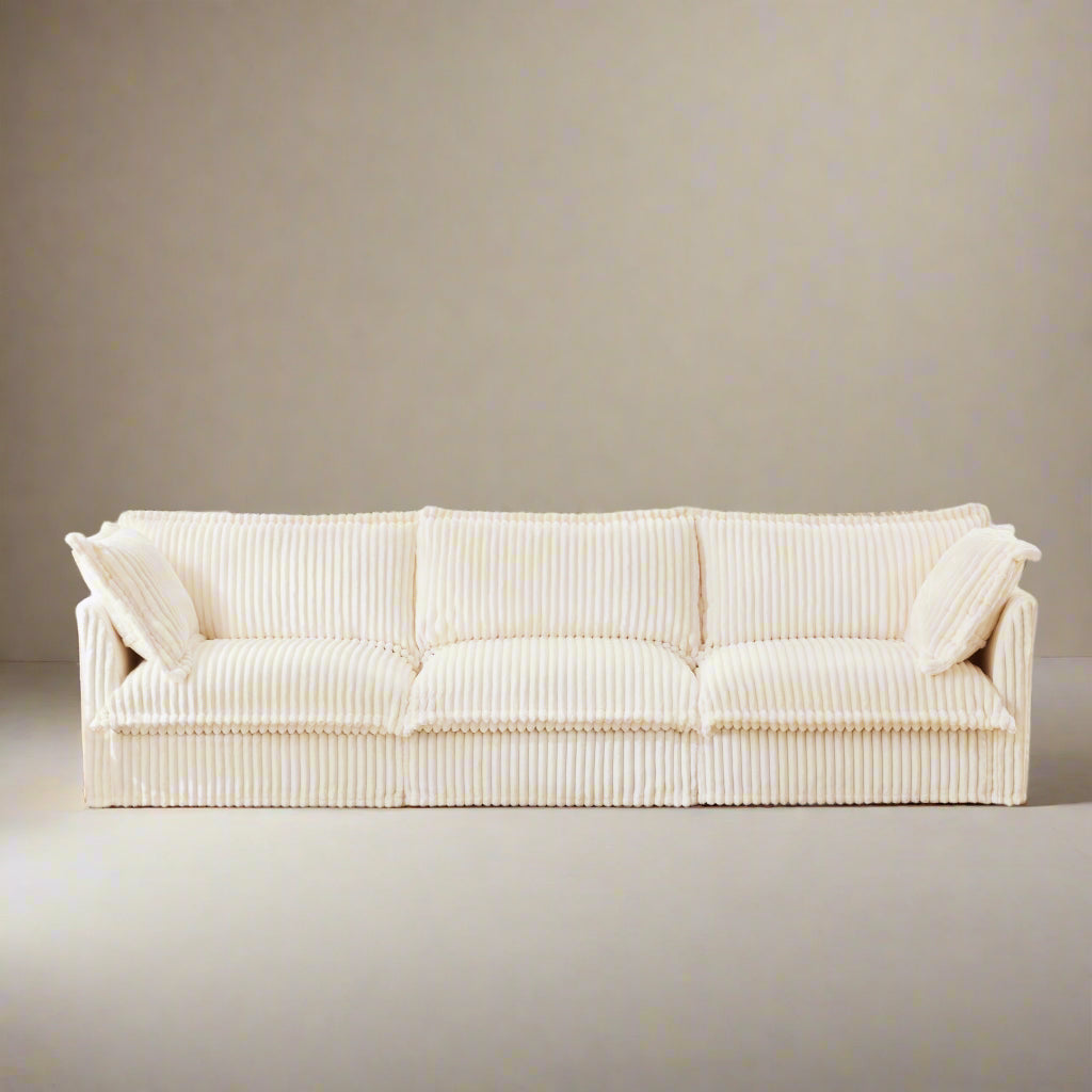 Fluffy 3-Seat Modular Sofa in Corduroy Cream #OttOnly_0 #Fabric_Corduroy Cream