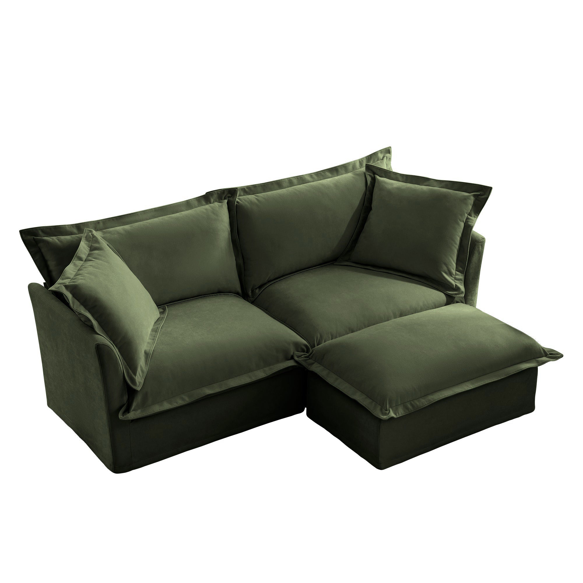 Fluffy 2-Seat Modular Sofa in Chenille Olive #OttOnly_1 #Fabric_Chenille Olive