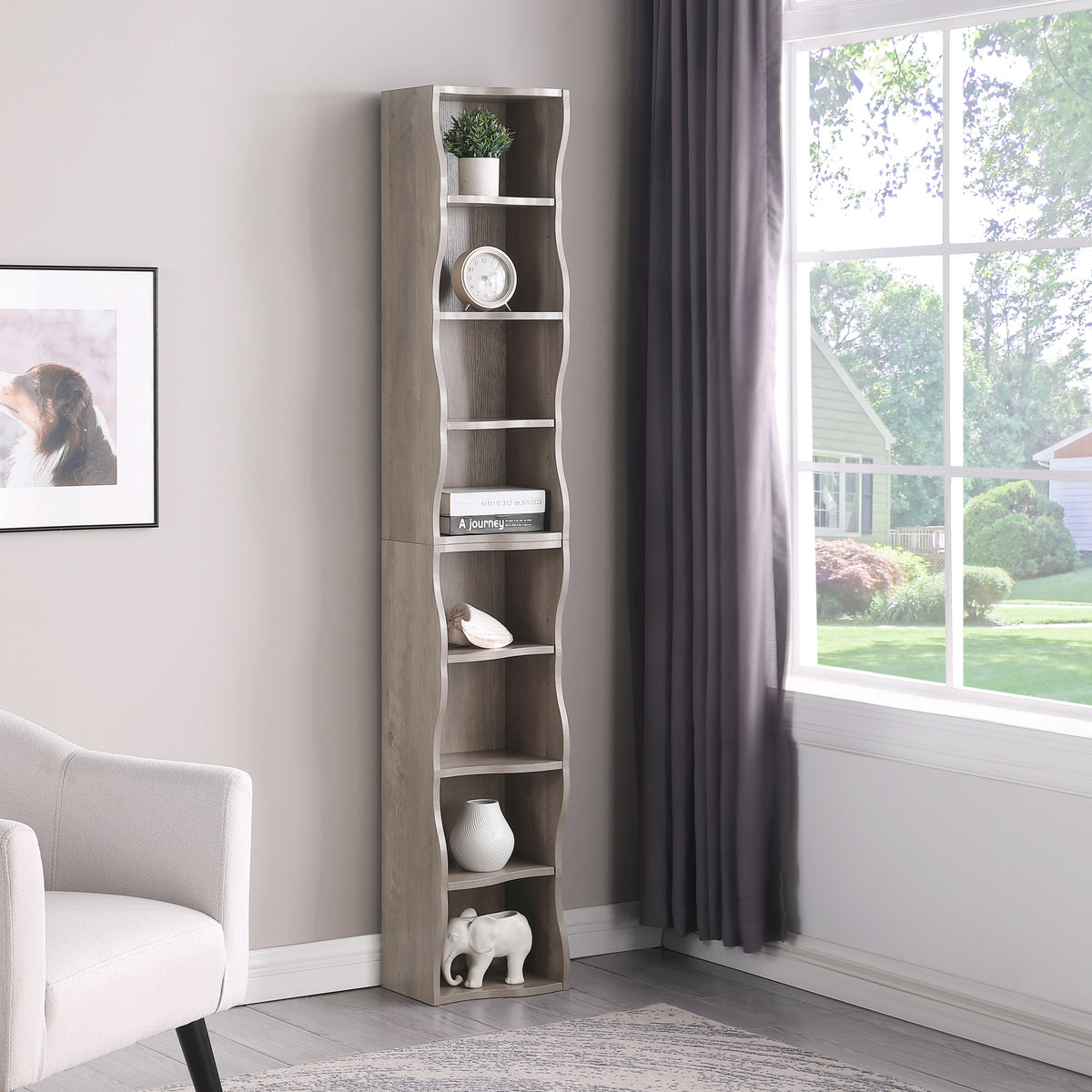 Iron Bookcase, 70.9 in Tall, Gray