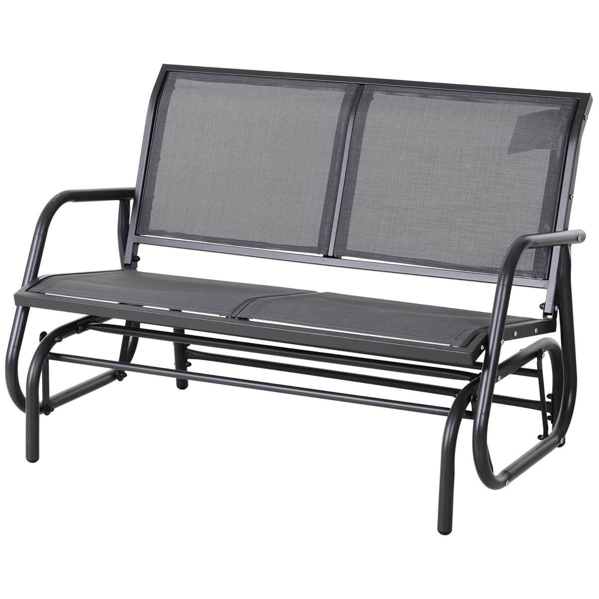 Gray Metal Outdoor Glider Bench, 33.5 in Tall