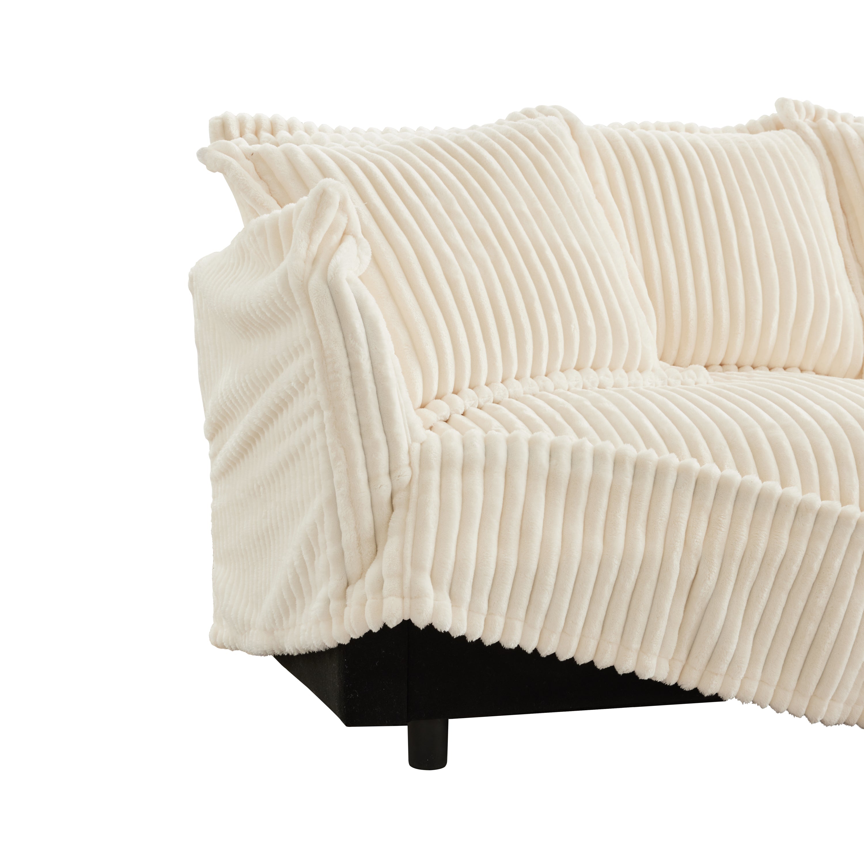 Fluffy 3-Seat Modular Sofa in Corduroy Cream #Fabric_Corduroy Cream