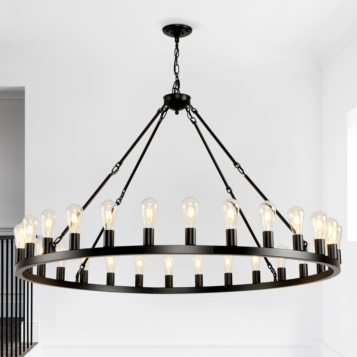 Wagon Wheel Chandelier, 28-Light Extra Large, Matte Black