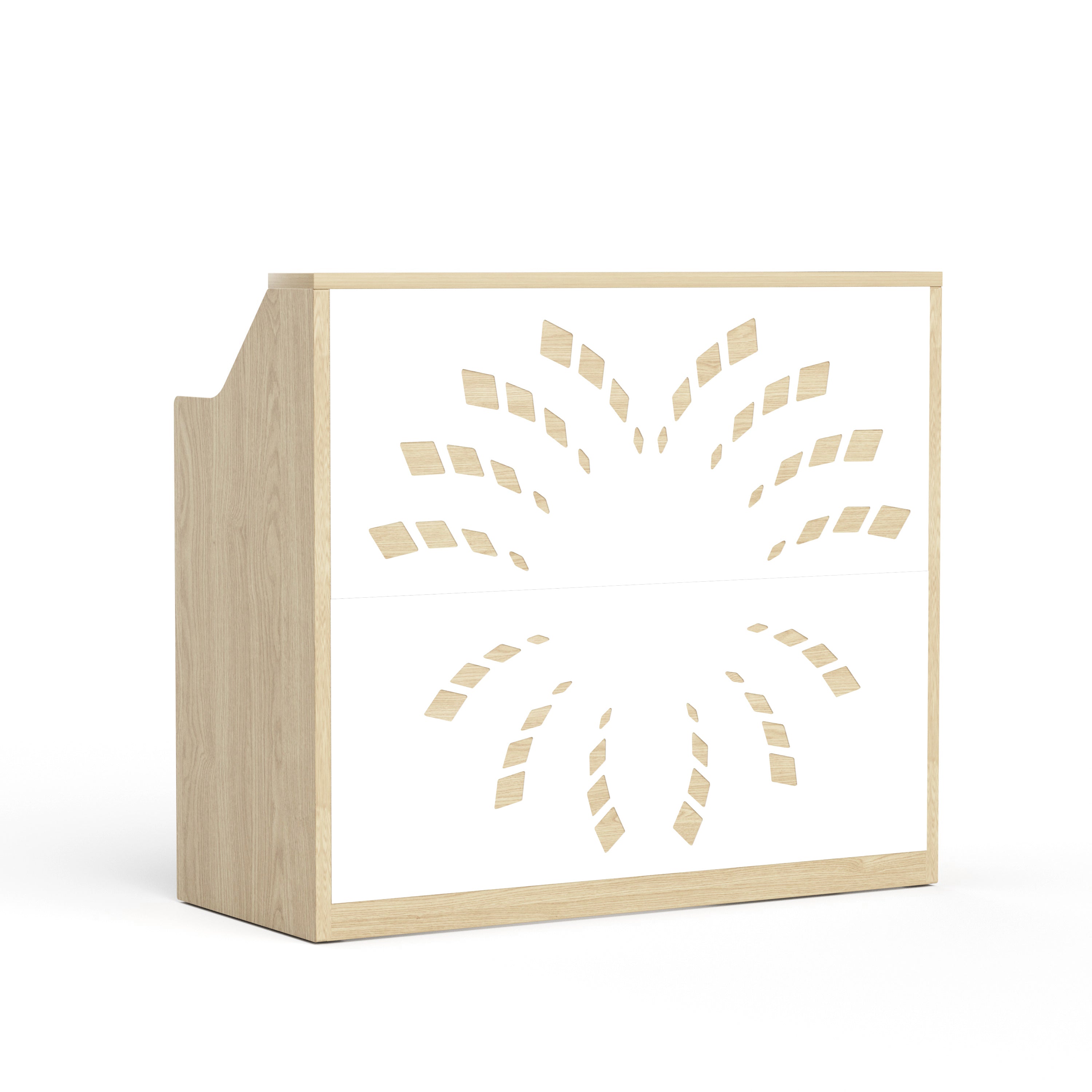 Modern Reception Desk, 3 Tiers, 46.5 in, Natural