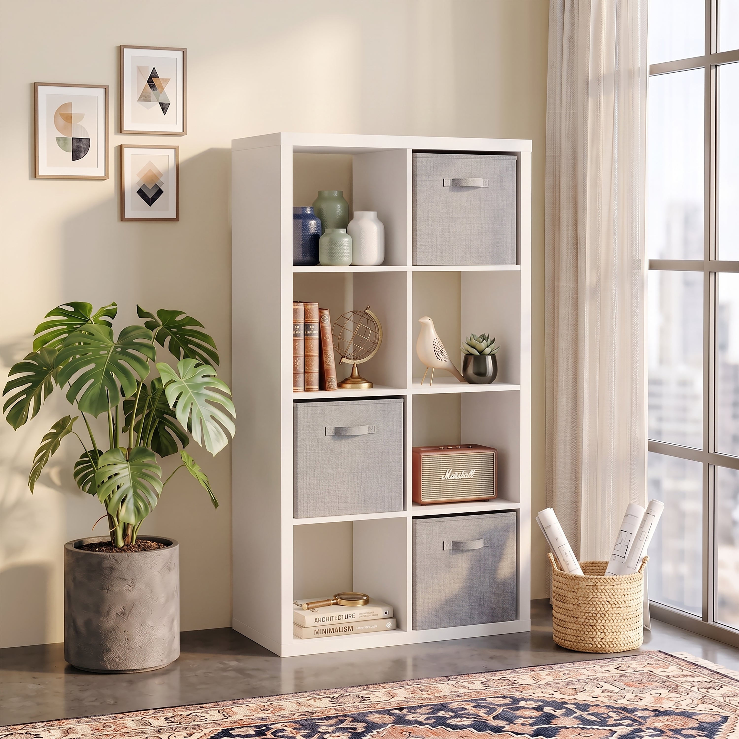 Cube Bookcase, 57.5 in Tall, White