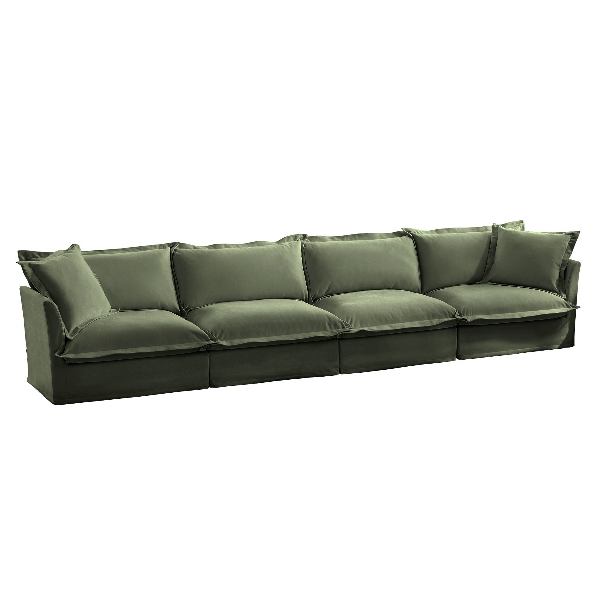 Fluffy 4-Seat Modular Sofa in Chenille Olive #OttOnly_0 #Fabric_Chenille Olive