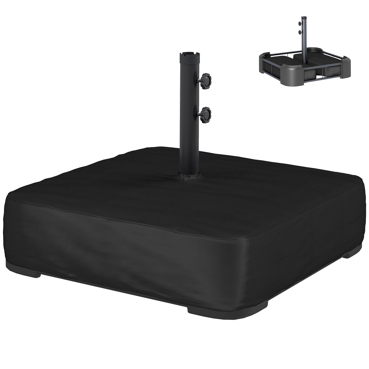 Black Resin Patio Umbrella Base, 176 lb Fill