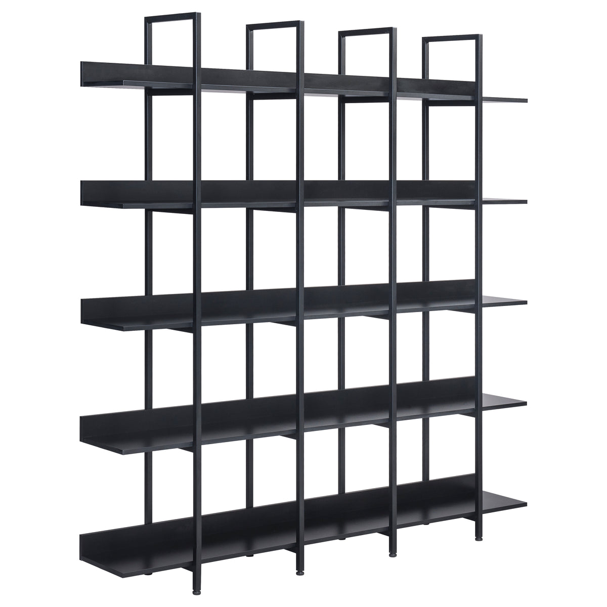 Industrial Steel Bookshelf, 5 Shelves, 70.9 in, Black, 70.7 in Tall