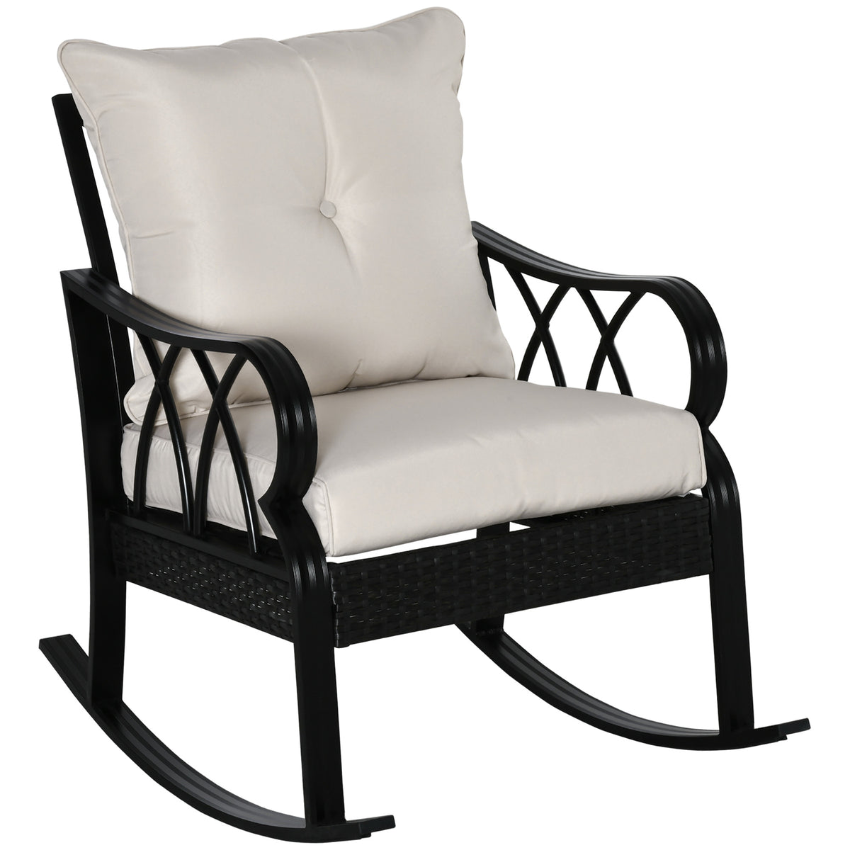 Brown Aluminum Outdoor Rocking Chair with Cushions