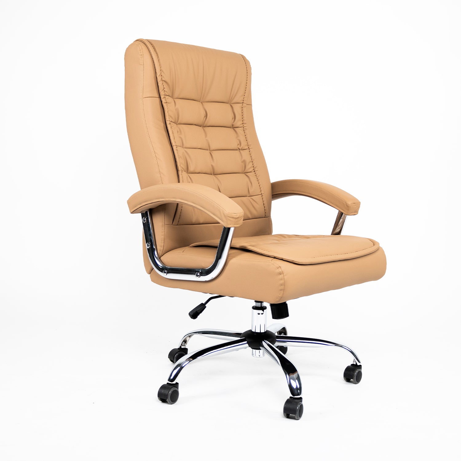 Camel Vegan Leather Office Chair, Swivel, 350 lb