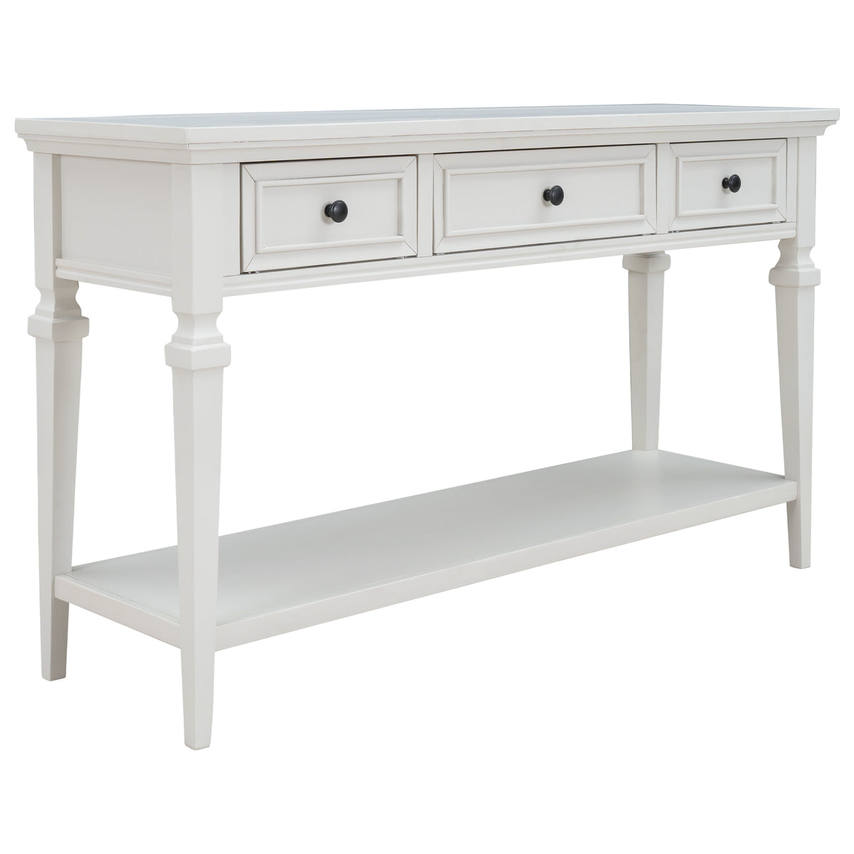 White Console Table with Storage, 50 in Wide