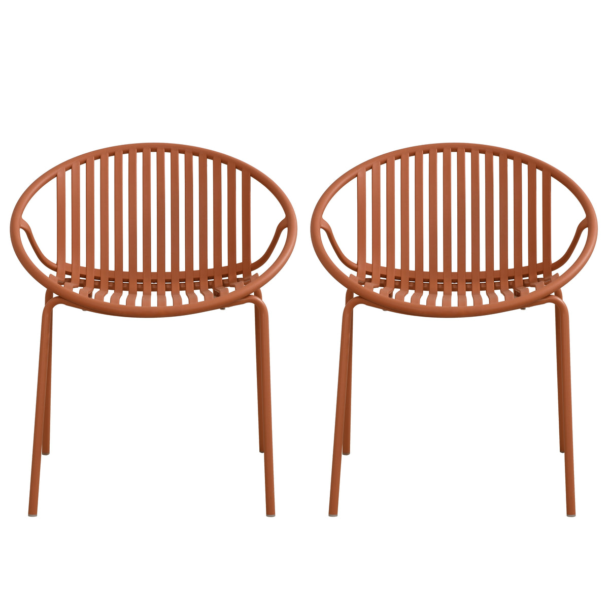 Orange Resin Stackable Outdoor Dining Chair, Set of 2
