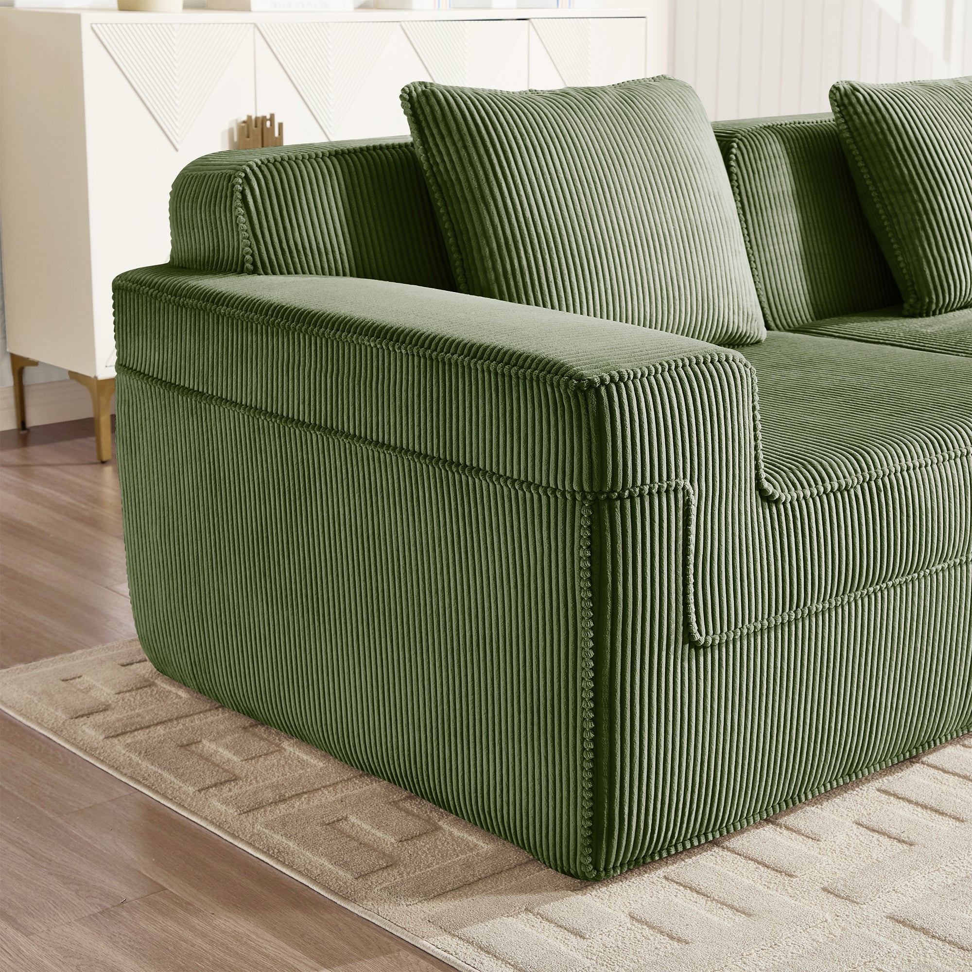 Hudson 3-Seat Boneless Couch in Olive #Color_Olive