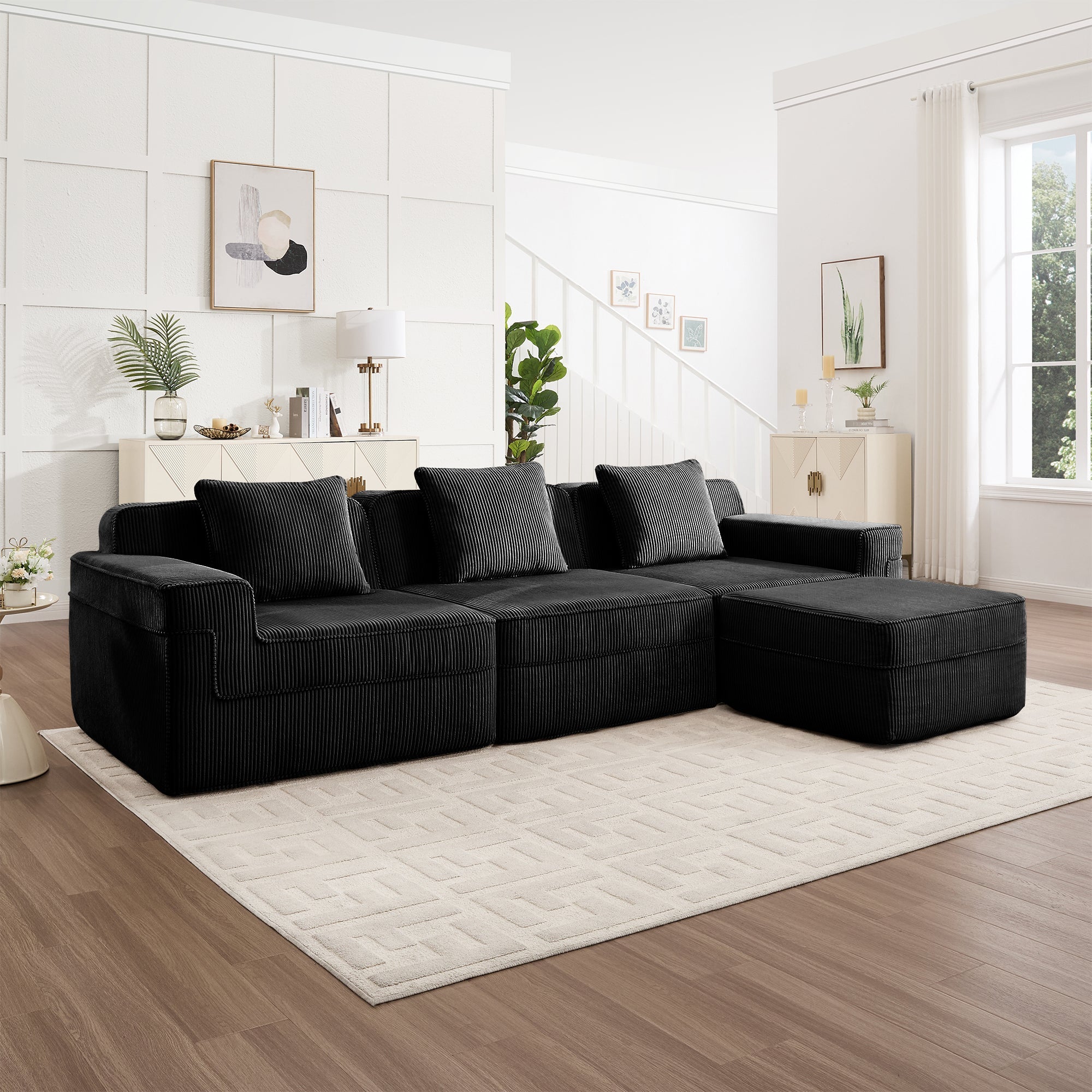 Hudson 3-Seat Boneless Couch in Black #OttOnly_1 #Color_Black