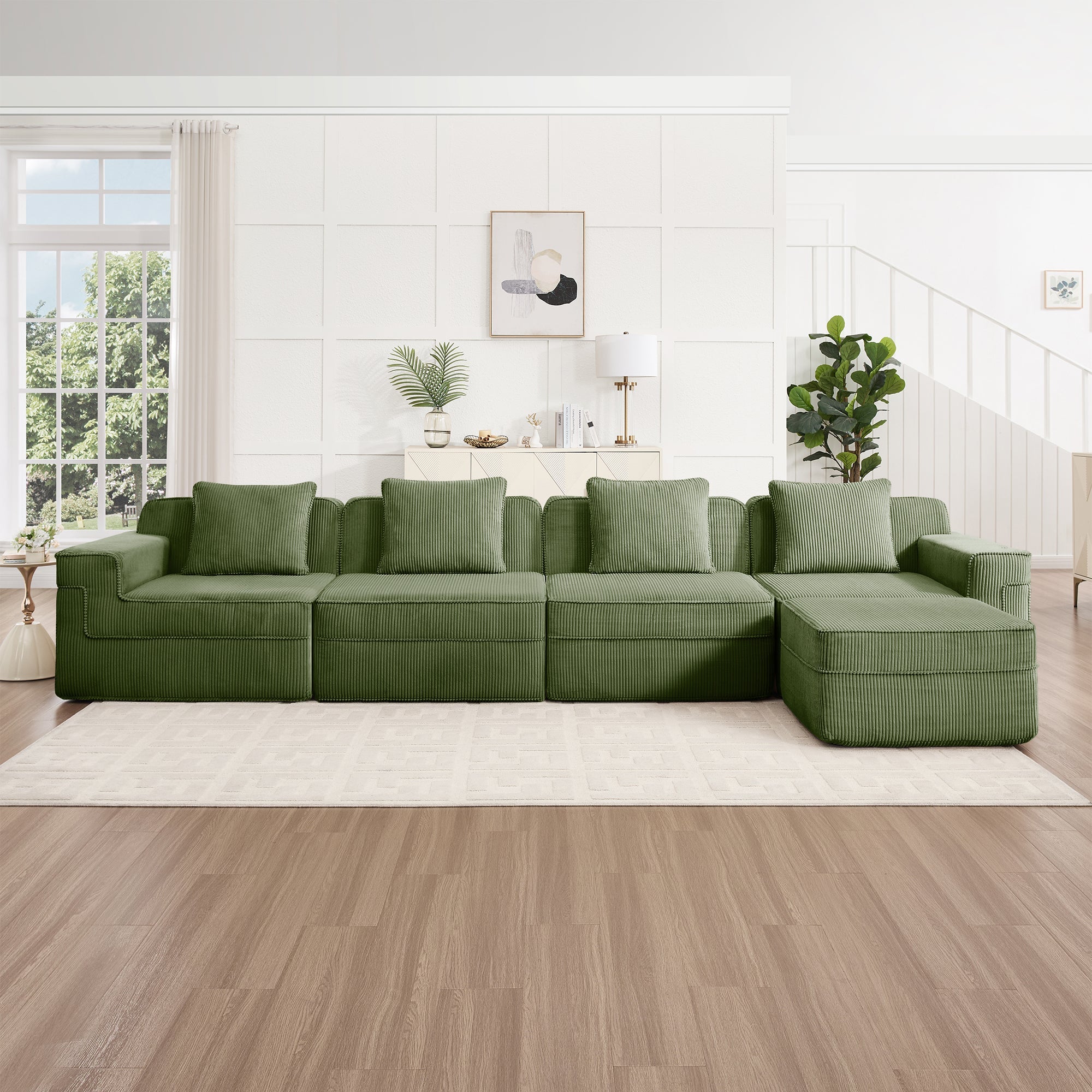 Hudson 4-Seat Boneless Couch in Olive #OttOnly_1 #Color_Olive