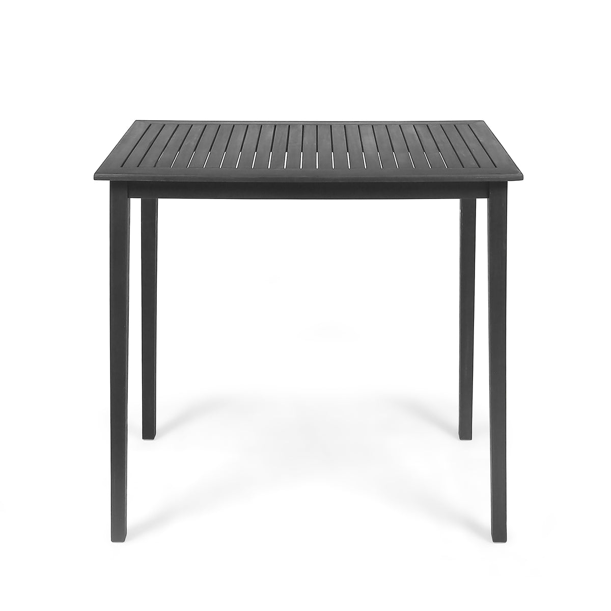 Dark Gray Solid Wood Rectangular Outdoor Bar Table, 45 in Wide