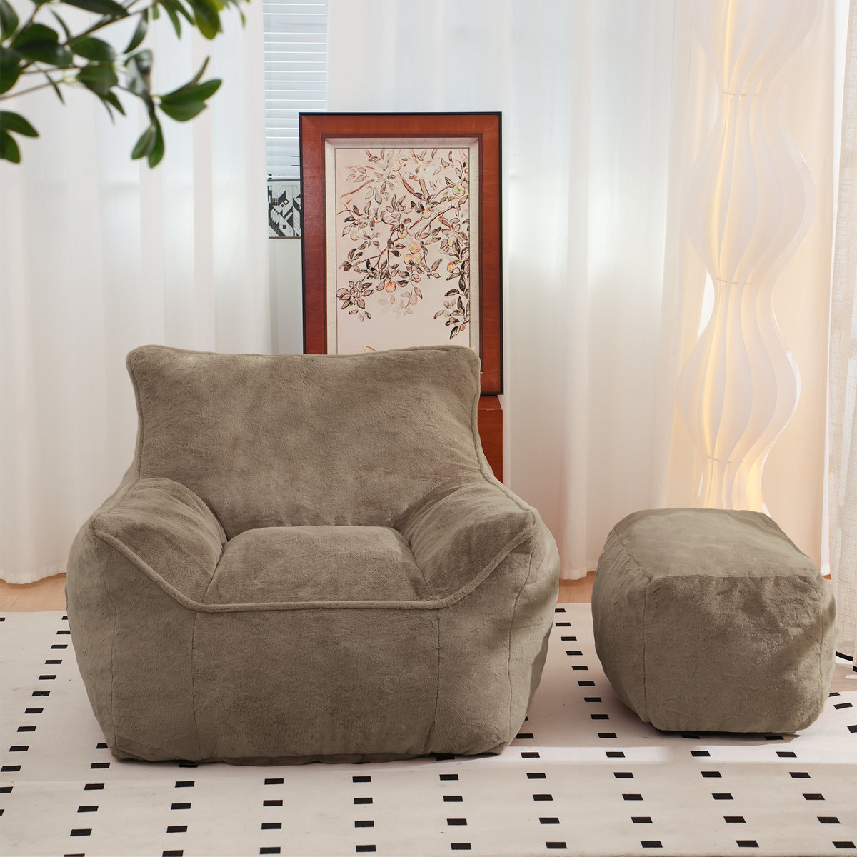 Brown Teddy Bean Bag Sofa, 40.6 in Wide
