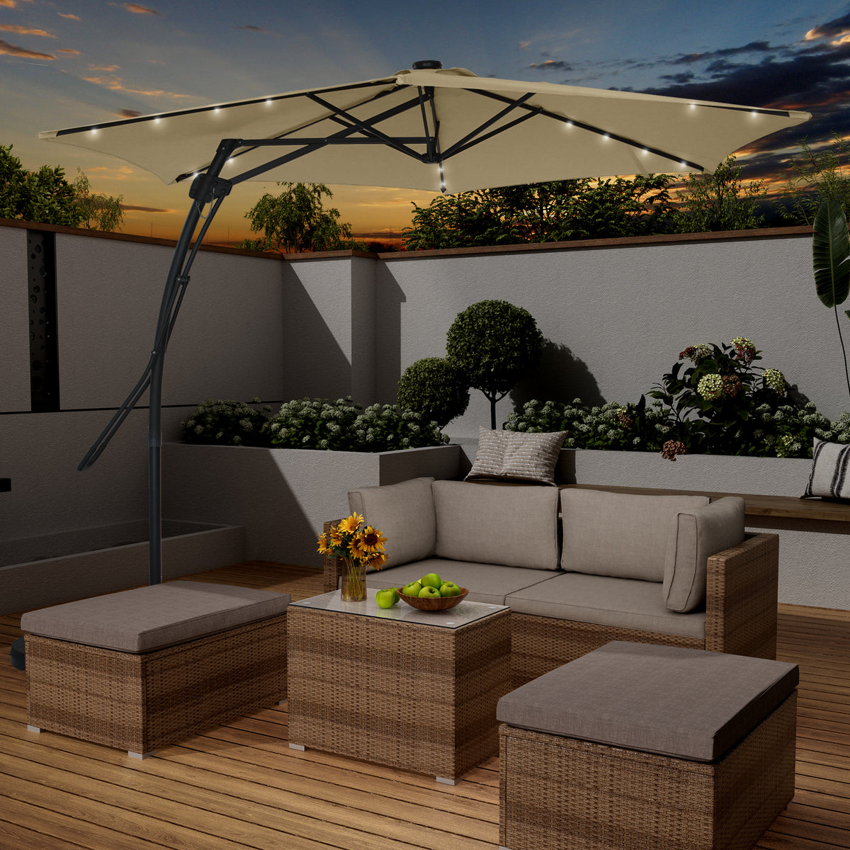 10 ft Beige Cantilever Patio Umbrella