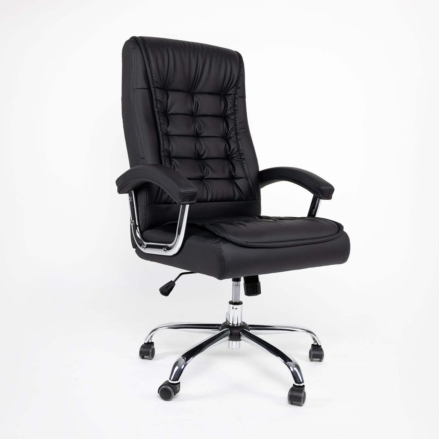 Black Vegan Leather Office Chair, Swivel, 350 lb