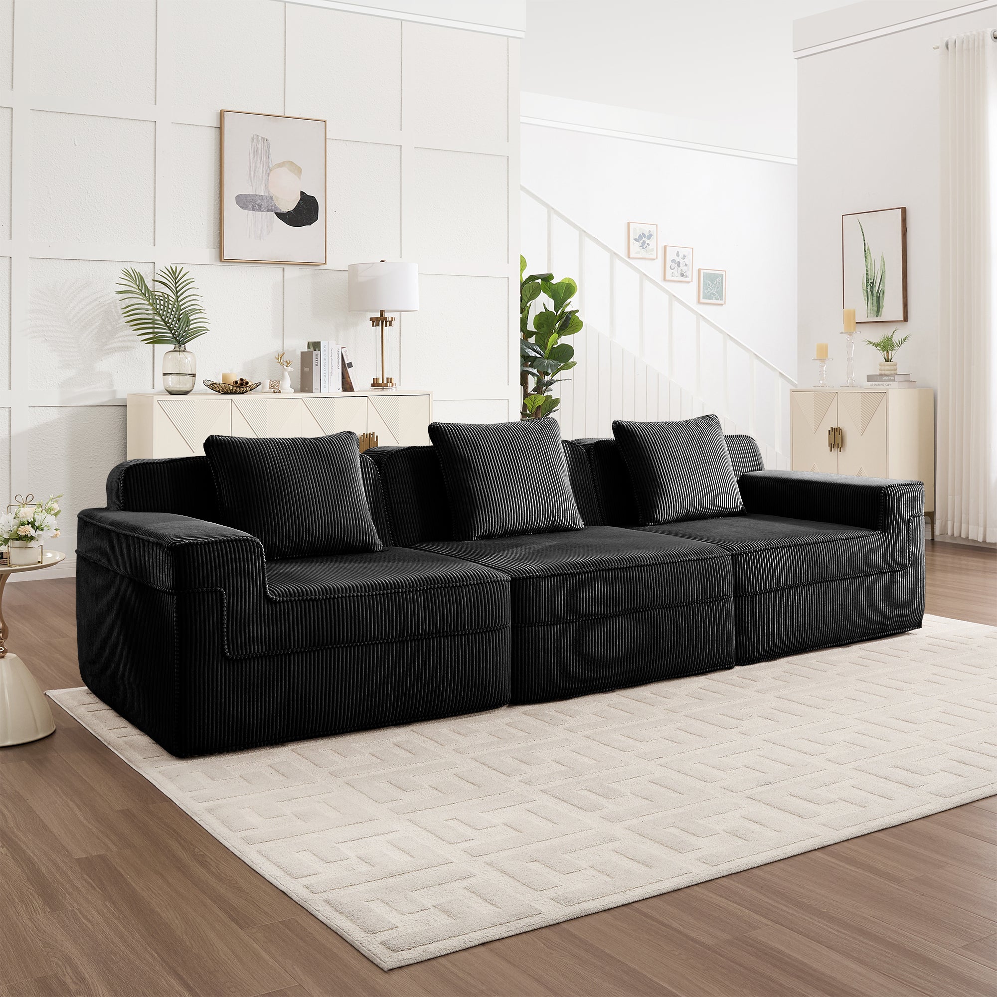 Hudson 3-Seat Boneless Couch in Black #OttOnly_0 #Color_Black