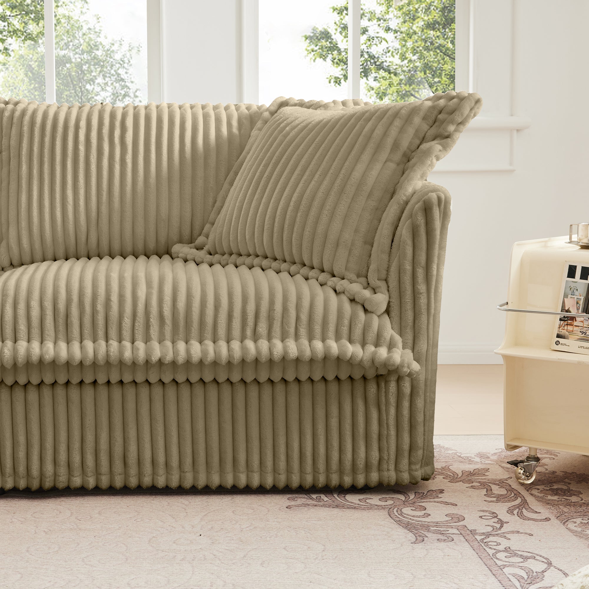 Fluffy 3-Seat Modular Sofa in Corduroy Camel #Fabric_Corduroy Camel