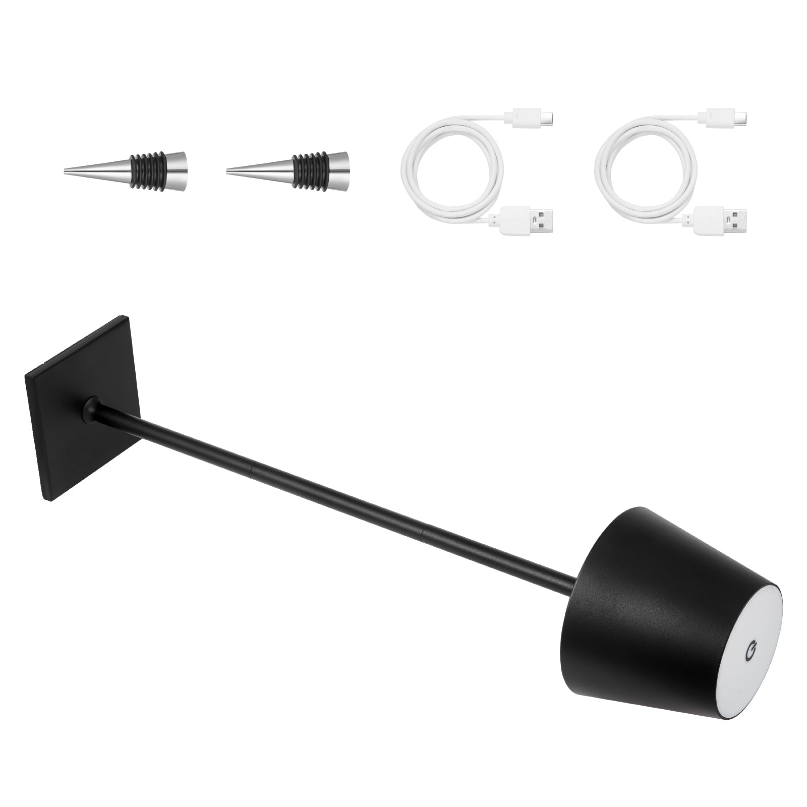 Black LED Rechargeable Table Lamp