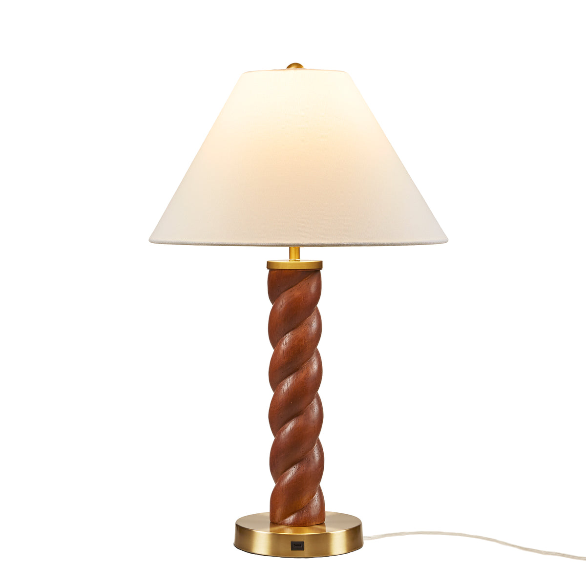 Table Lamp with USB Charging Port, White