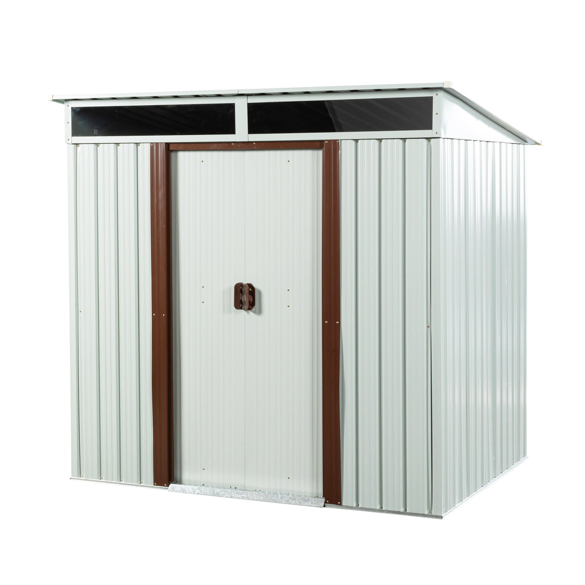 White Metal Storage Shed, with Sliding Doors