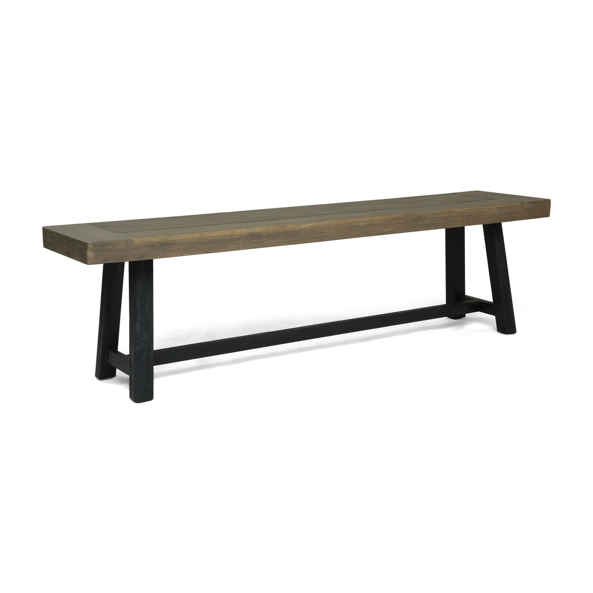Gray Solid Wood Outdoor Bench, 63 in Wide, 18 in Tall