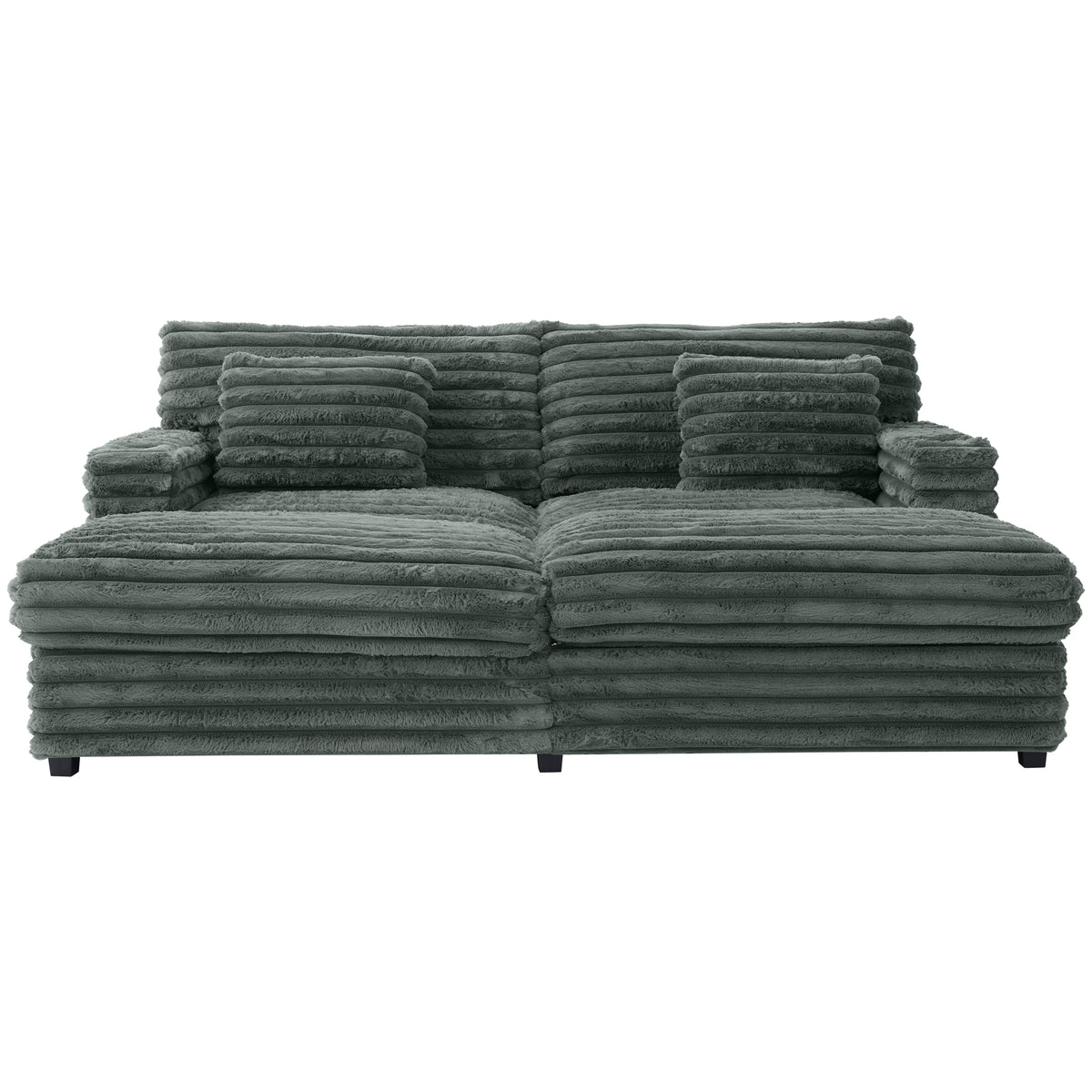 Sage Green Plush 2-Seat Couch, USB Charging, 82 in Wide