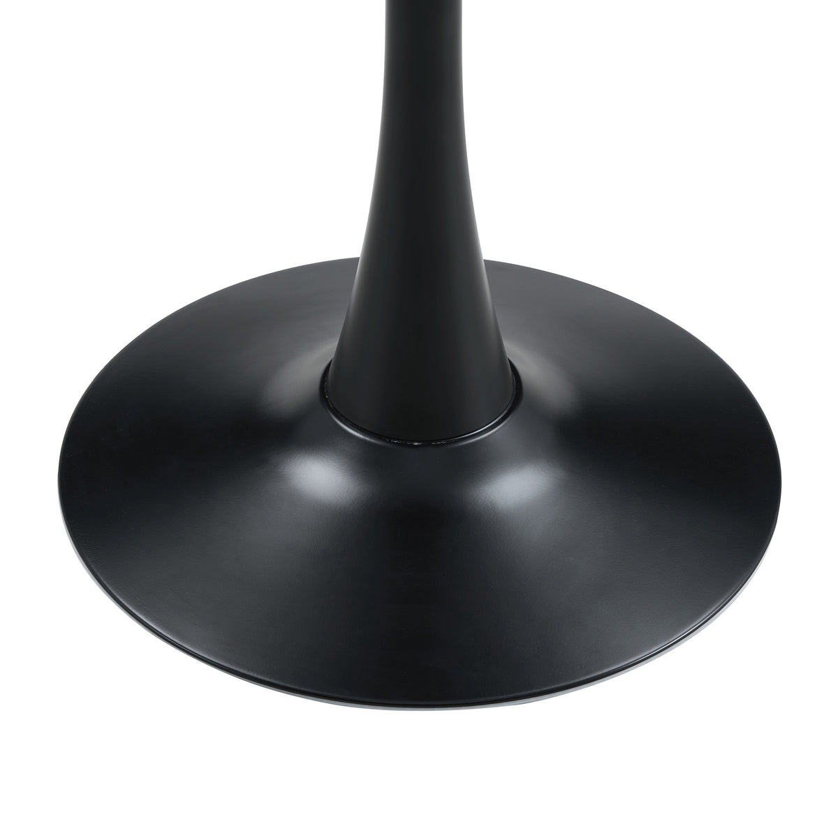 Close-up of the black tulip pedestal column and round base disc