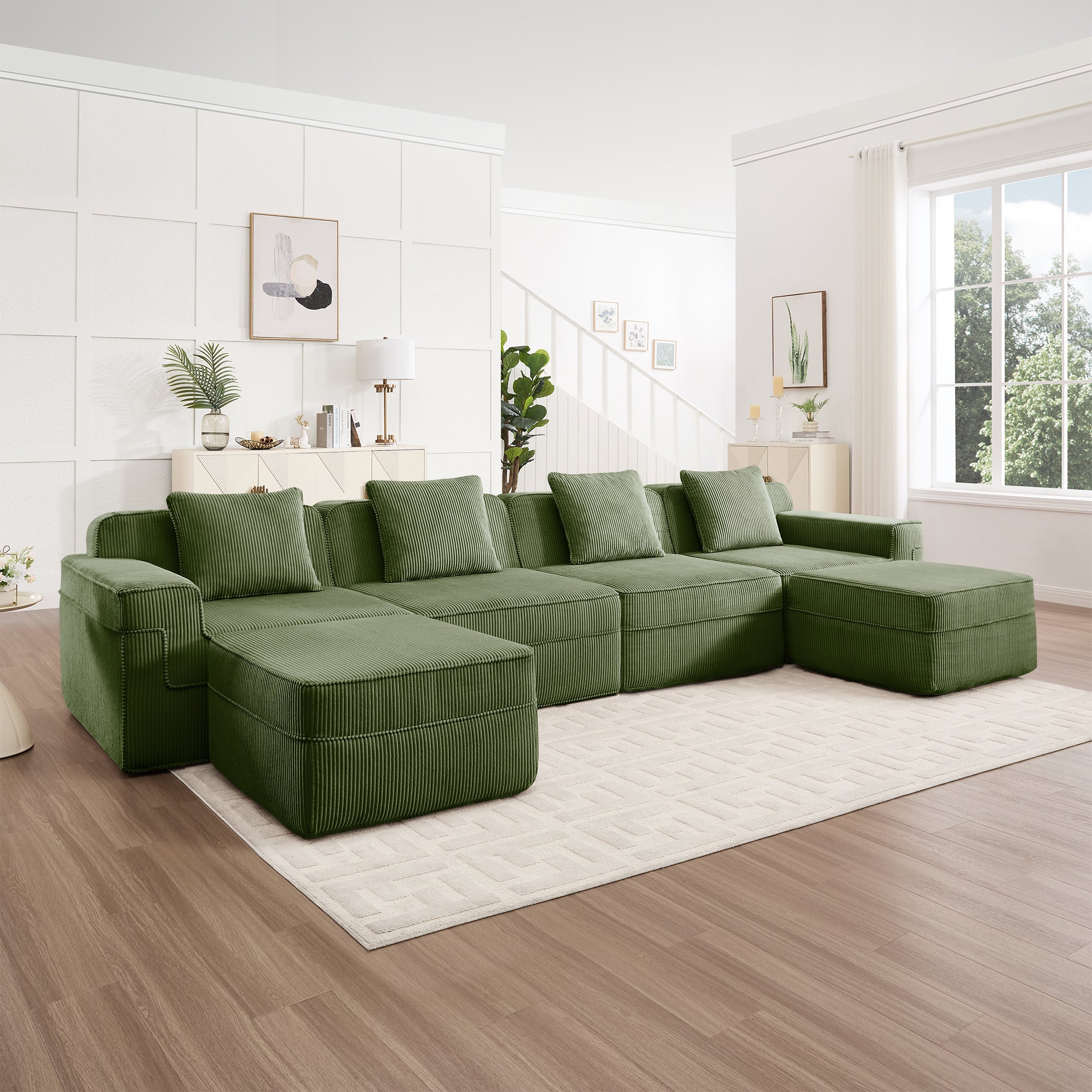 Hudson 4-Seat Boneless Couch in Olive #OttOnly_2 #Color_Olive